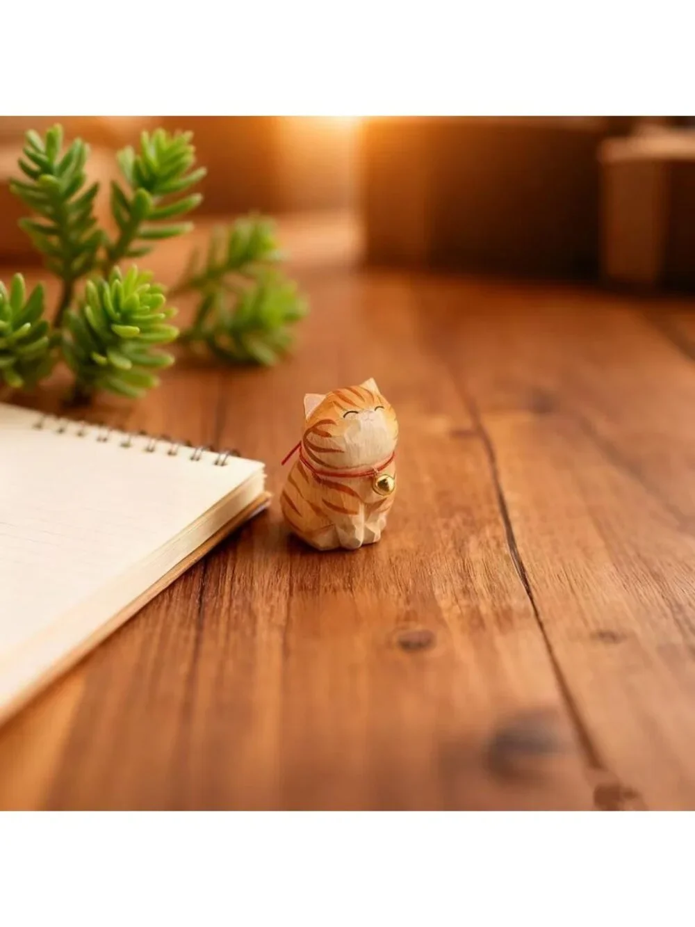 Handcrafted Orange Tabby Cat Figurine - Unique Ginger Striped Statue for Home